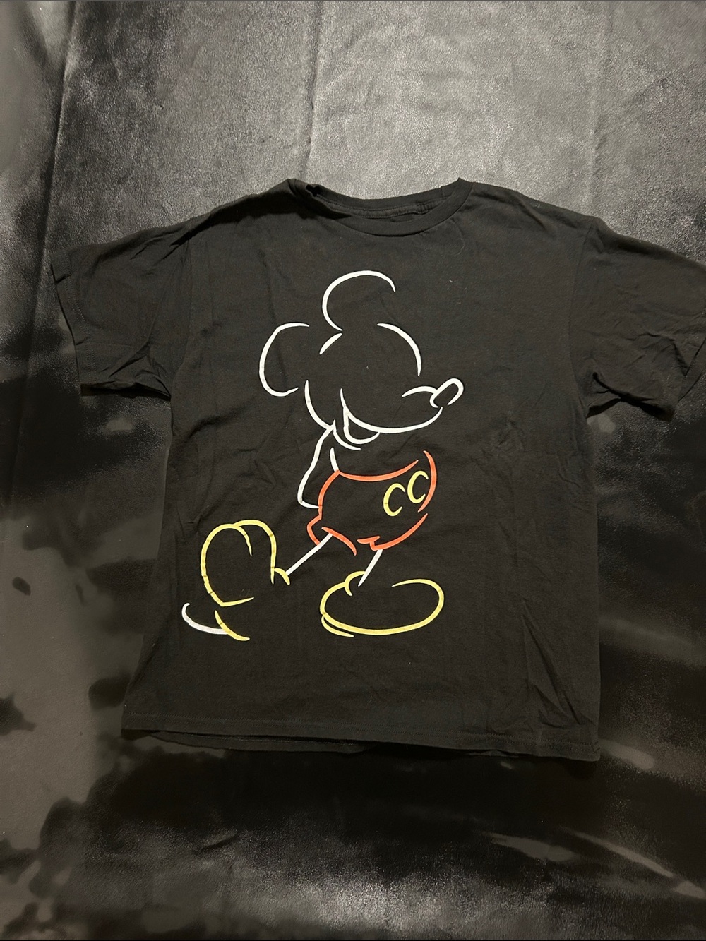 Disney Black Short-Sleeve Tee with Neon Outline Mickey